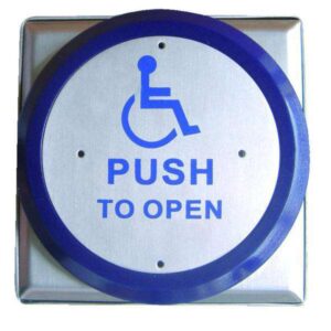 ASEC Press To Exit - W/chair Switch Large Round SS/Blue (EACH)