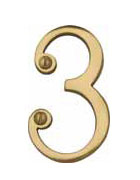 Numeral Face Fix 76mm No.3 Polished Brass (EACH)