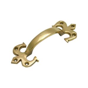 Pull Handle Fleur De Lys 100mm Polished Brass (EACH)