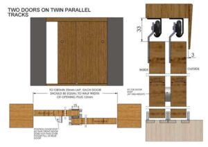 COBURN 06004 Twin 60 Wardrobe Sliding Door Gear 1200mm 2 Door (SET)