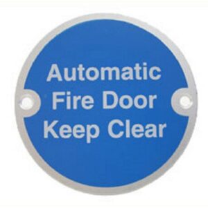 Sign Auto Fire Door Keep Clear 75mm Dia SAA (EACH)