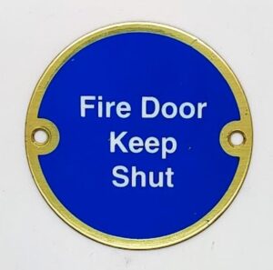 Sign Fire Door Keep Shut 75mm Dia PB (EACH)
