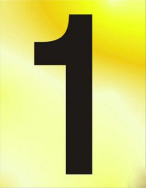 Numeral No 1 50mm Black On Gold (EACH)