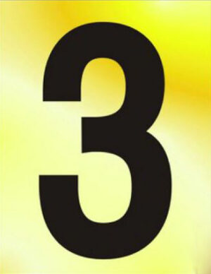 Numeral No 3 50mm Black On Gold (EACH)