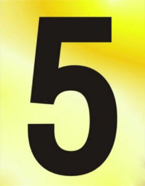 Numeral No 5 50mm Black On Gold (EACH)