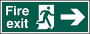 Sign Fire Exit Arrow Right Plas 400x150 (EACH)