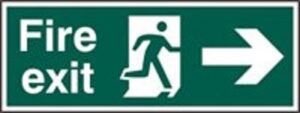 Sign Fire Exit Arrow Right S/adh 600x200 (EACH)