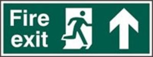Sign Fire Exit Arrow Up S/adh 600x200 (EACH)
