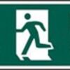 Sign Fire Exit Arrow Up/left S/adh 400x150 (EACH)