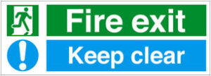 Sign 'Fire Exit Keep Clear' S/Adh450x200 (EACH)