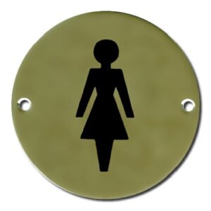 Pictogram Female 75mm Dia Polished Brass (EACH)