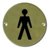 Pictogram Male 75mm Dia Polished Brass (EACH)