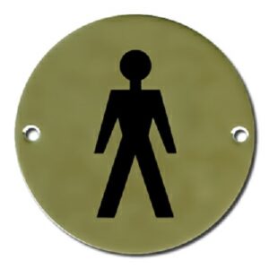Pictogram Male 75mm Dia Polished Brass (EACH)