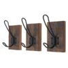 HEADBOURNE Coat Hook On Timber Backplate Pk3 Black (SET)