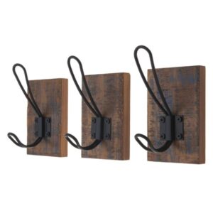 HEADBOURNE Coat Hook On Timber Backplate Pk3 Black (SET)
