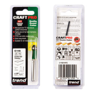 TREND C115X1/4TC S/guided Trimmer 9.5mm Dia (EACH)
