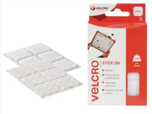 VELCRO VEL60235 Velcro Stick On Squares 25mm x 25mm Pk24 (PK 24)