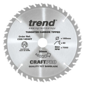 TREND CSB/16540T Craft Saw Blade 165mm X40t X20 Thin (EACH)